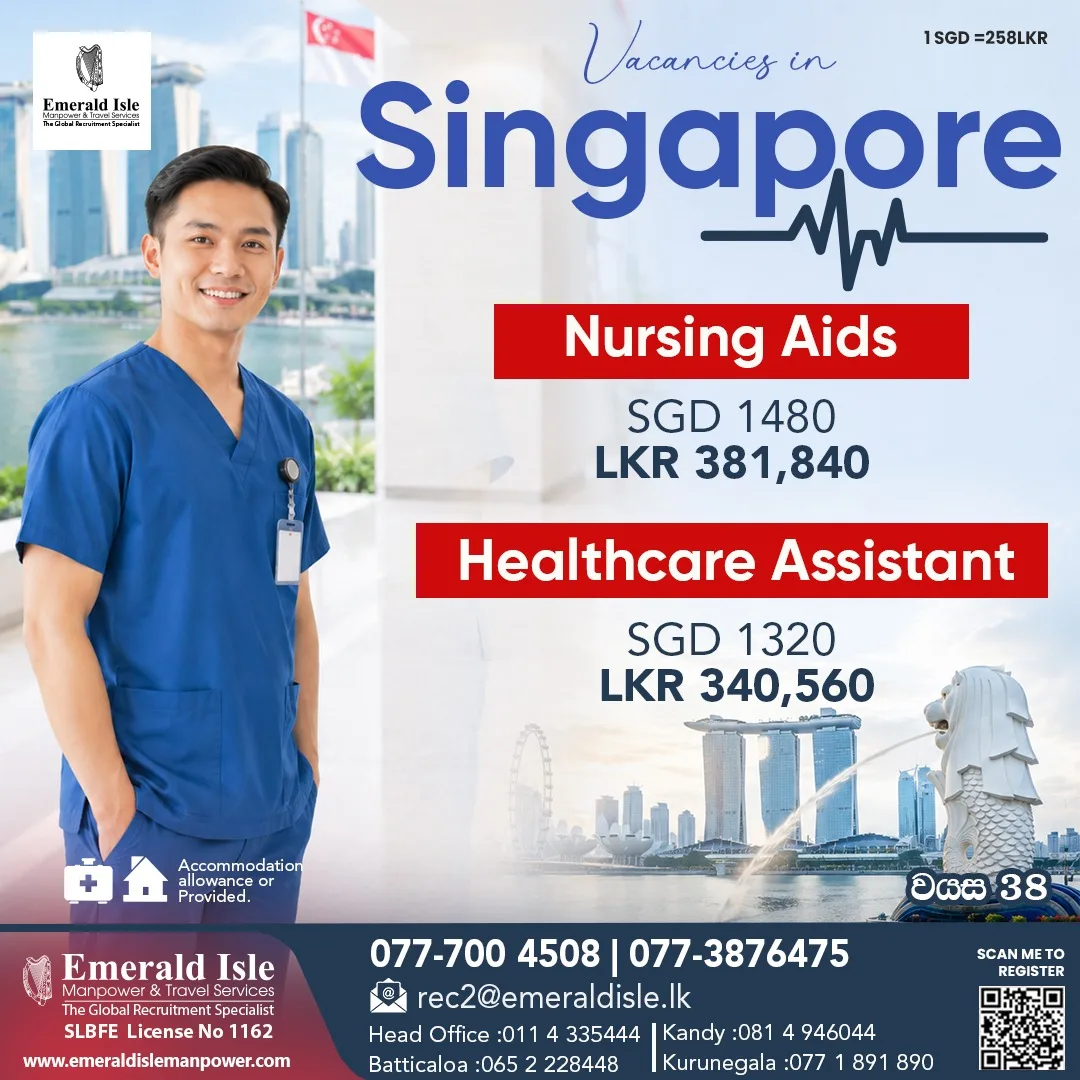 Singapore Nursing Aids & Healthcare Assistant — vacancy poster